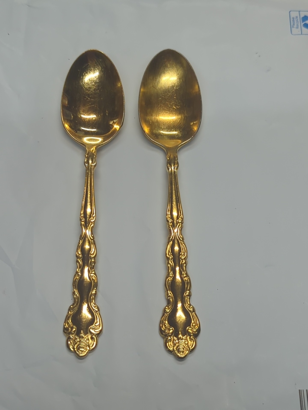 Oneida Community Gold Beethoven Gold-Tone Ornate Dinner Spoons Dining Set (Pair)